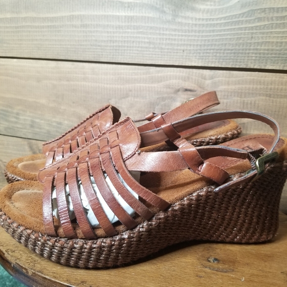 Bass 'Kay' Woven Leather Platform Sandals 8.5 80s/90s style - Picture 8 of 8